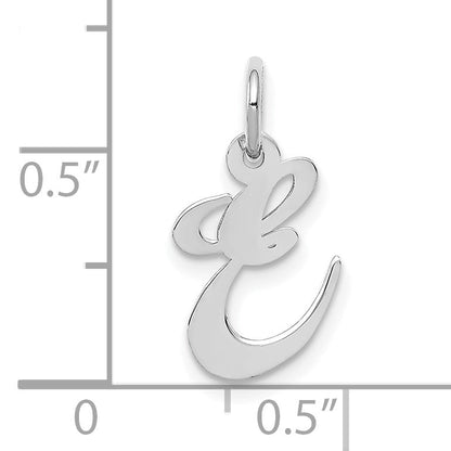 10K White Gold Small Fancy Script Initial E Charm