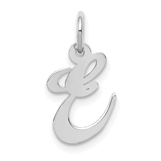 10K White Gold Small Fancy Script Initial E Charm