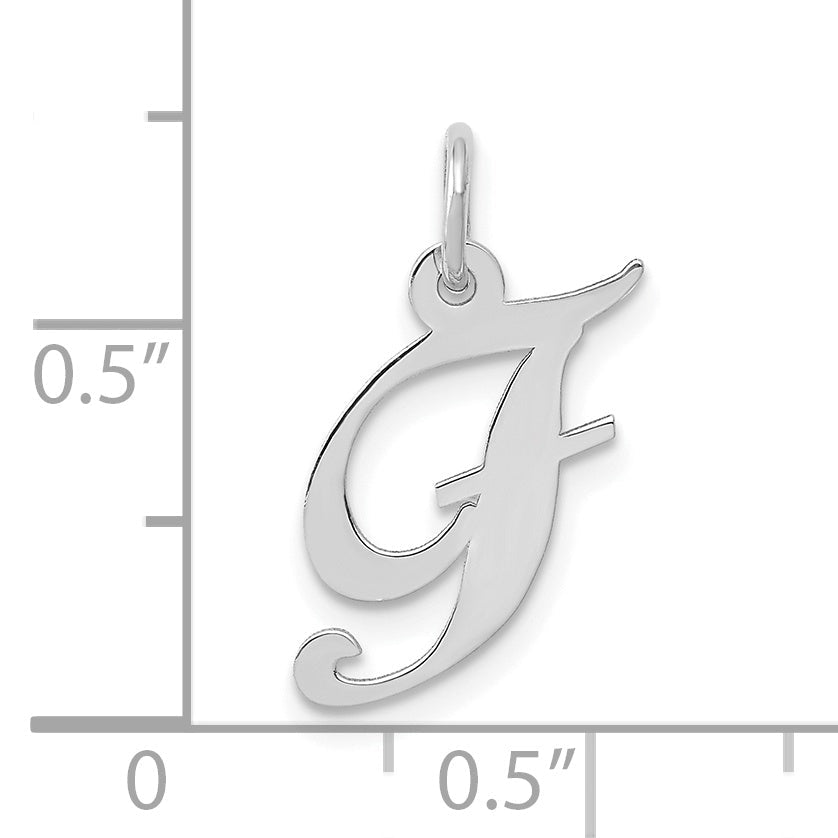 10K White Gold Small Fancy Script Initial F Charm