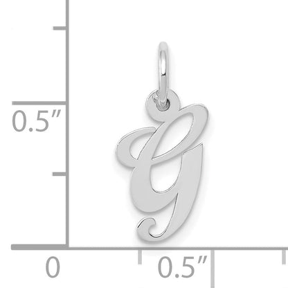 10K White Gold Small Fancy Script Initial G Charm