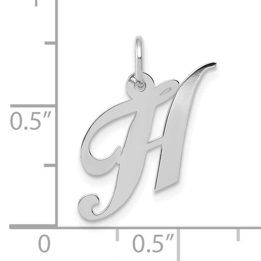 10K White Gold Small Fancy Script Initial H Charm