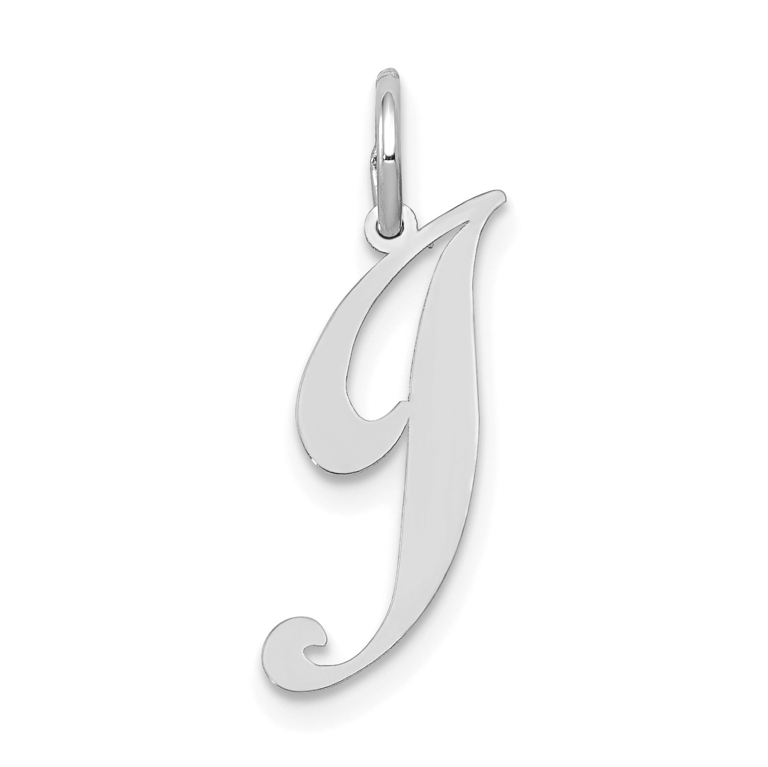 10K White Gold Small Fancy Script Initial J Charm