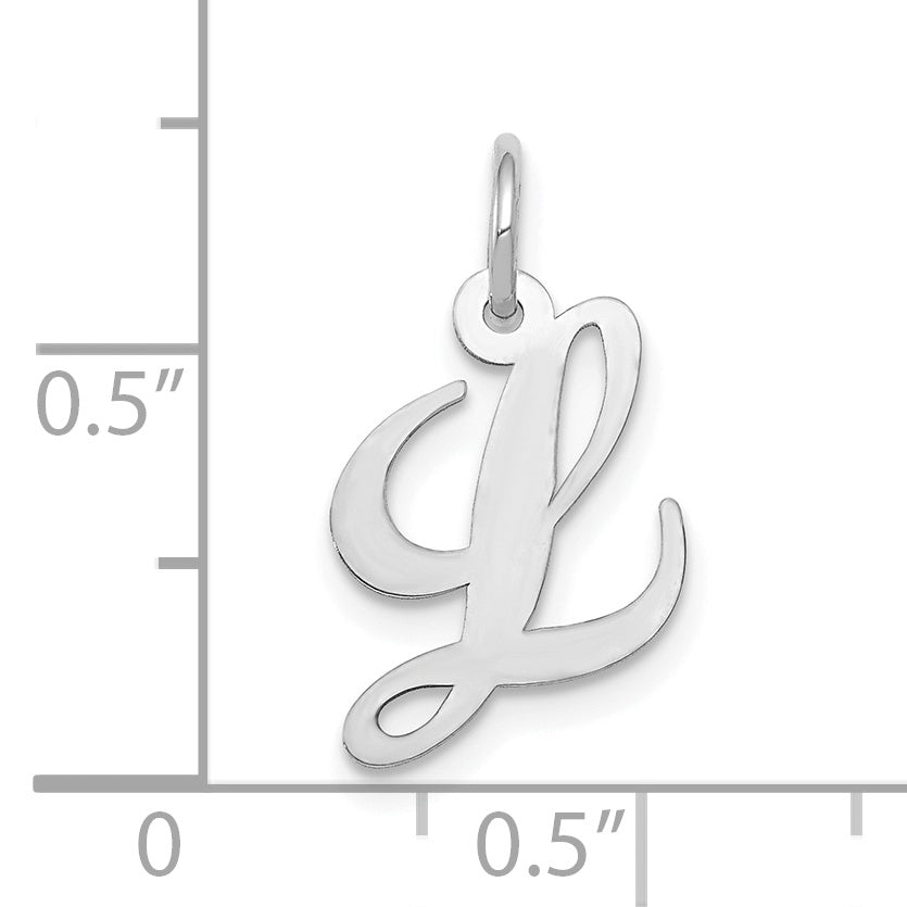 10K White Gold Small Fancy Script Initial L Charm