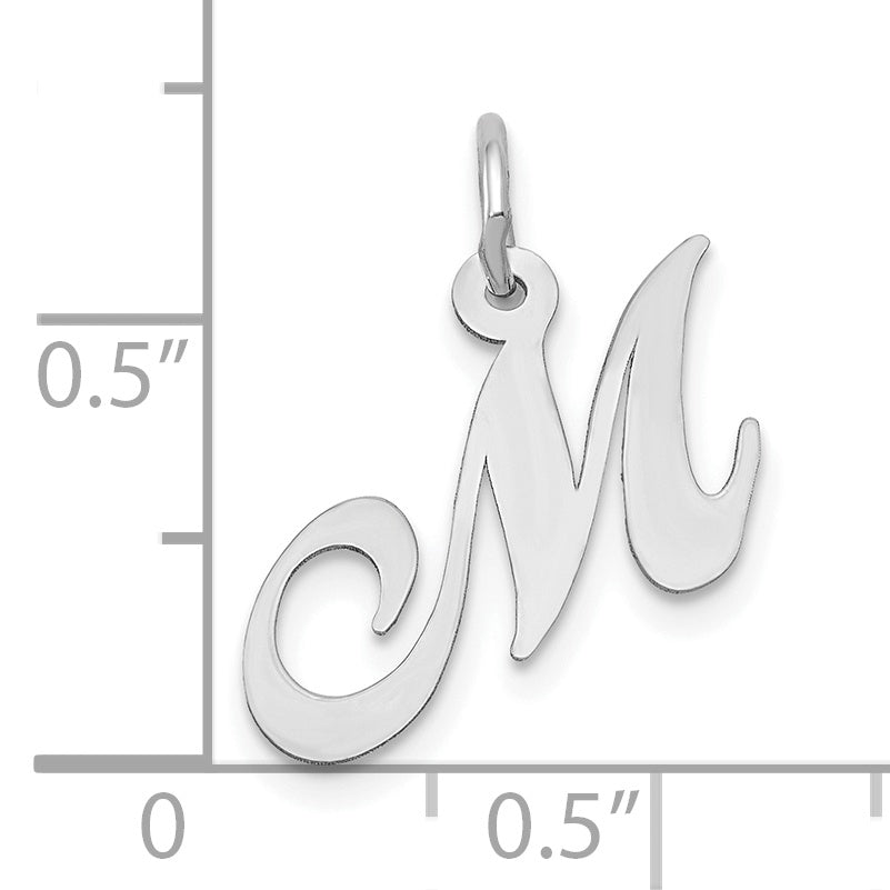 10K White Gold Small Fancy Script Initial M Charm