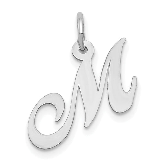 10K White Gold Small Fancy Script Initial M Charm