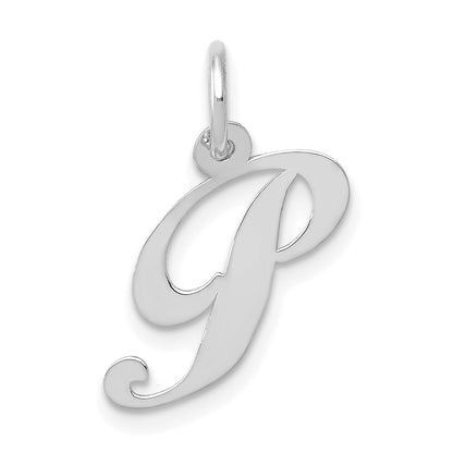 10K White Gold Small Fancy Script Initial P Charm