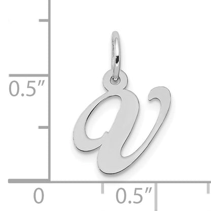 10K White Gold Small Fancy Script Initial V Charm