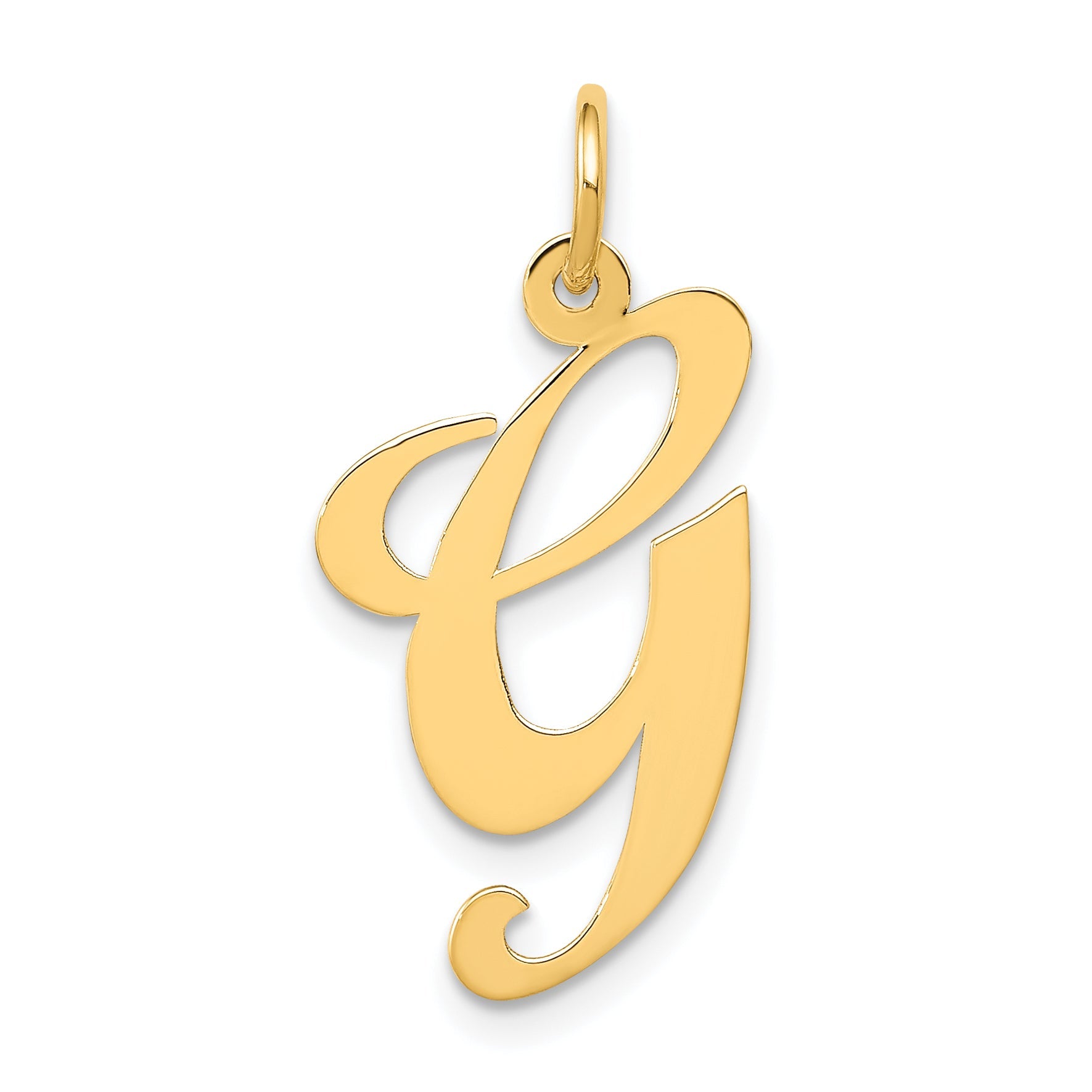 10K Yellow Gold Large Fancy Script Letter G Initial Charm
