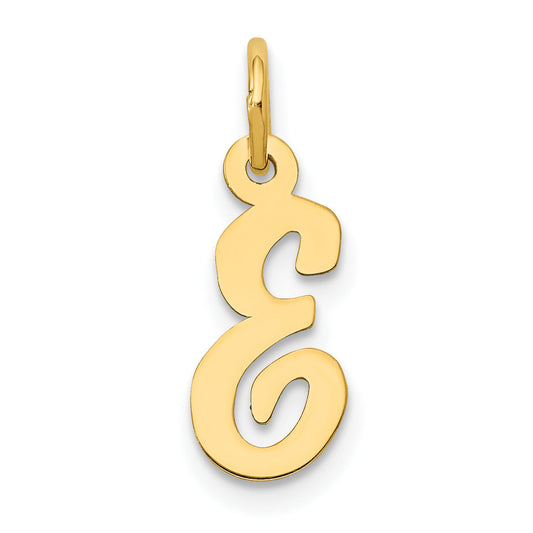 10K Yellow Gold Small Script Initial E Charm