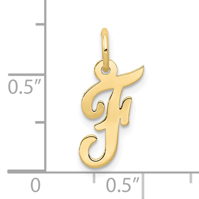 10K Yellow Gold Small Script Initial F Charm