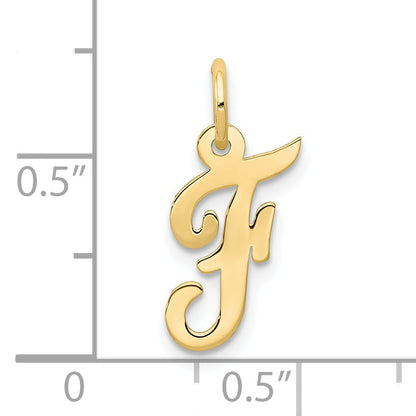10K Yellow Gold Small Script Initial F Charm