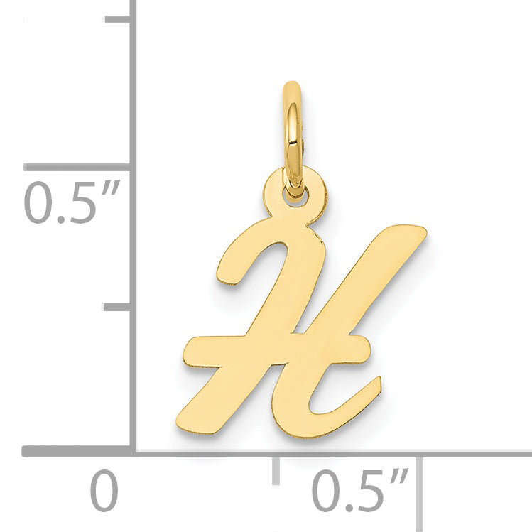 10K Yellow Gold Small Script Initial H Charm