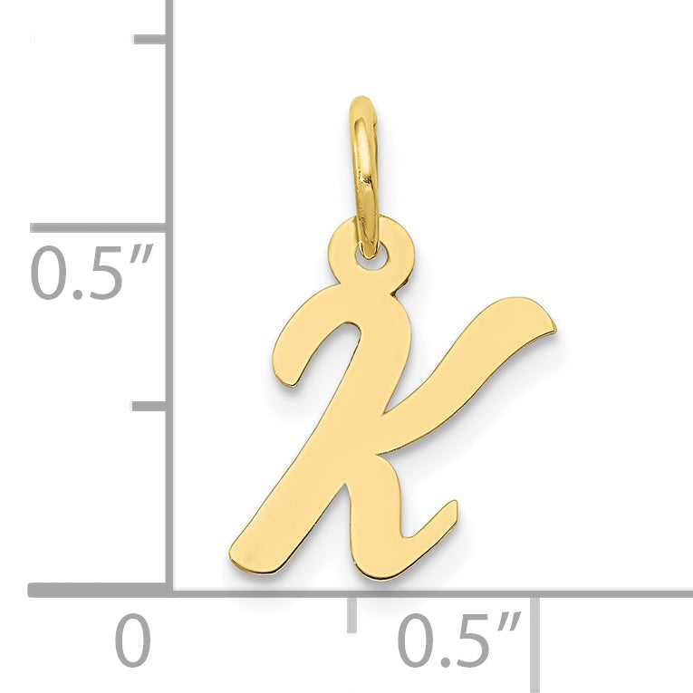 10K Yellow Gold Small Script Initial K Charm