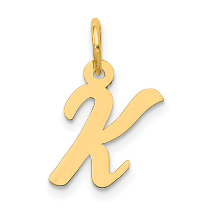 10K Yellow Gold Small Script Initial K Charm