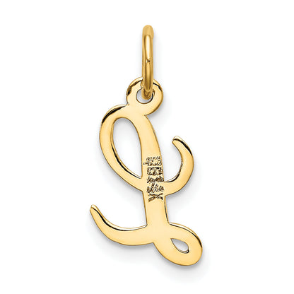 10K Yellow Gold Small Script Initial L Charm
