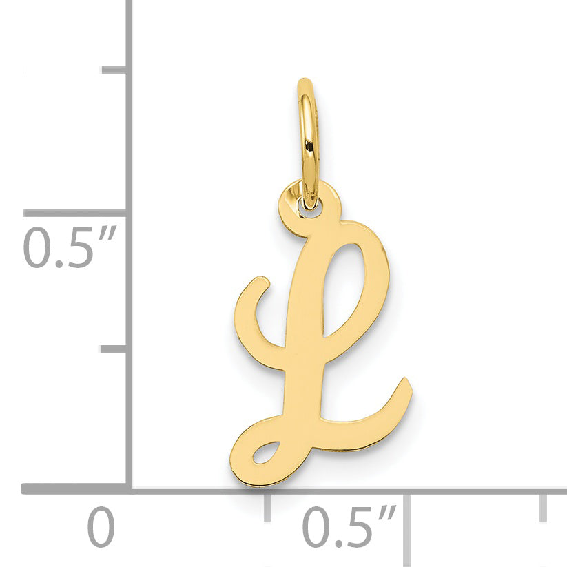 10K Yellow Gold Small Script Initial L Charm