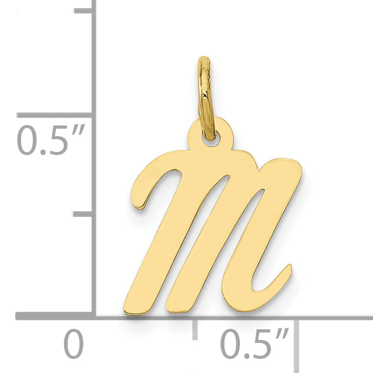10K Yellow Gold Small Script Initial M Charm