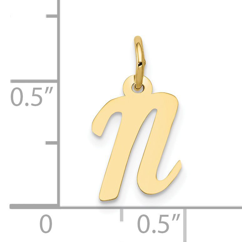 10K Yellow Gold Small Script Initial N Charm