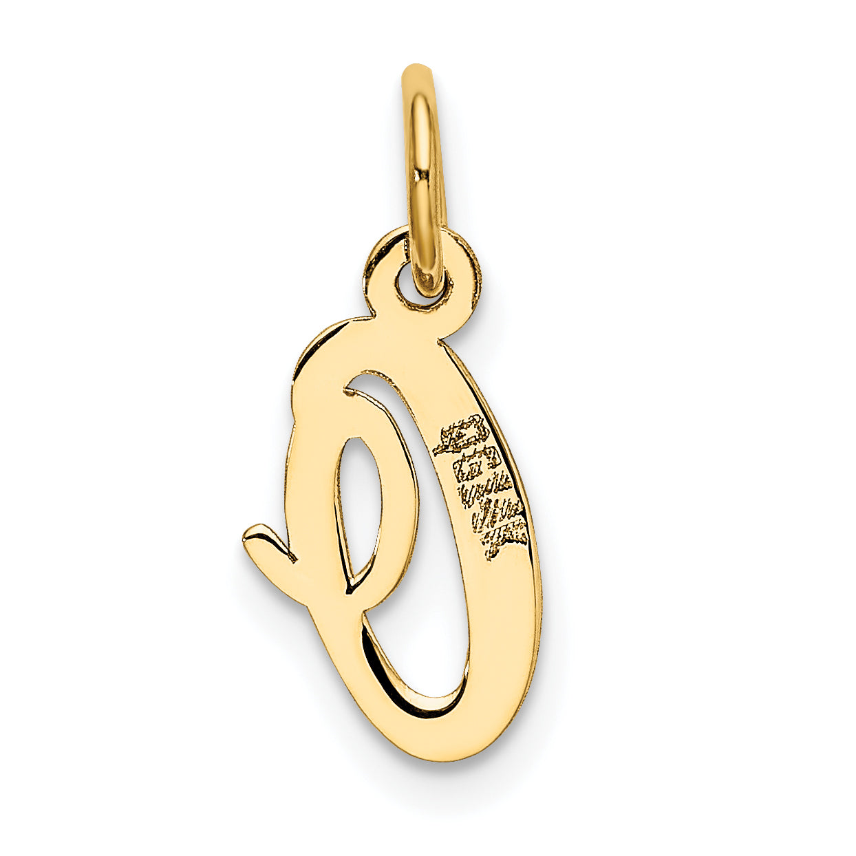 10K Yellow Gold Small Script Initial O Charm