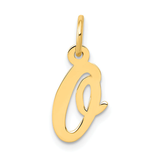 10K Yellow Gold Small Script Initial O Charm