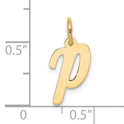 10K Yellow Gold Small Script Initial P Charm