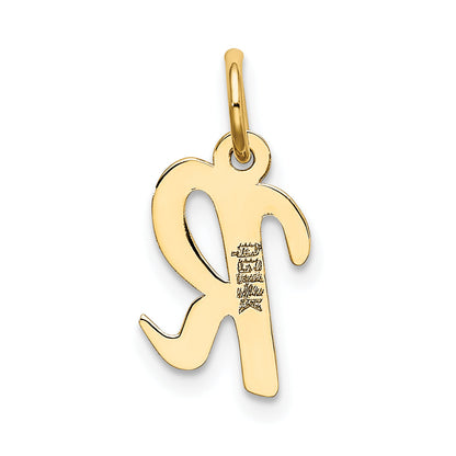 10K Yellow Gold Small Script Initial R Charm