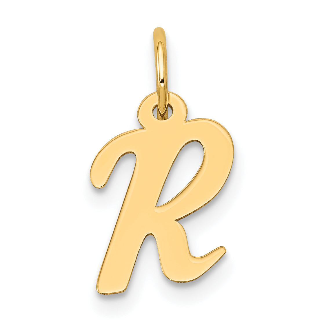10K Yellow Gold Small Script Initial R Charm