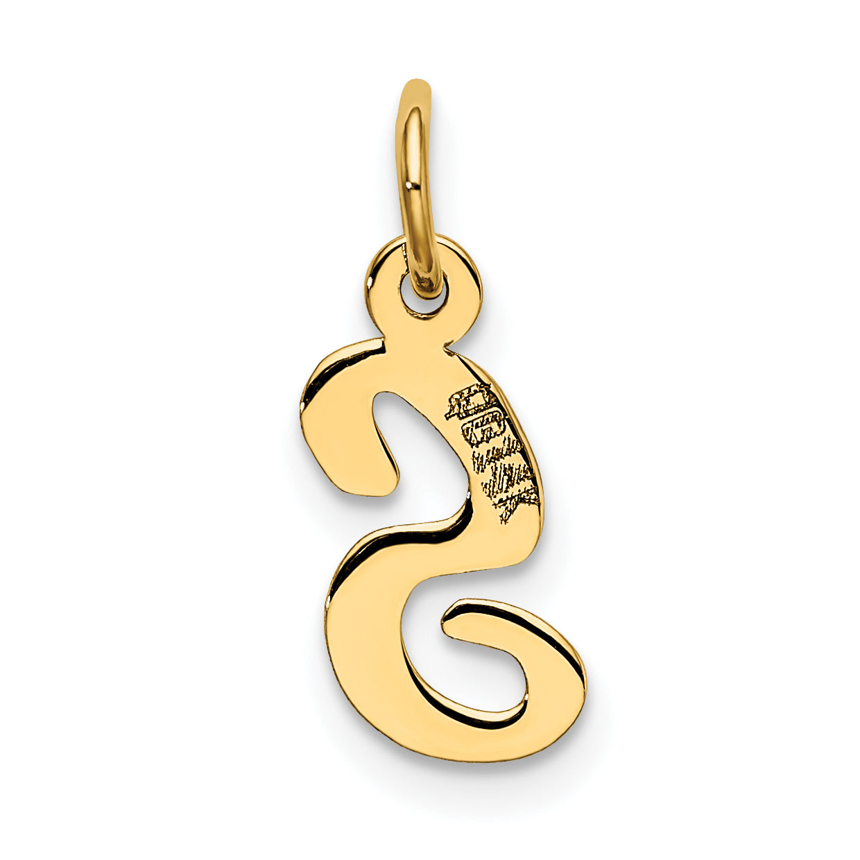 10K Yellow Gold Small Script Initial S Charm
