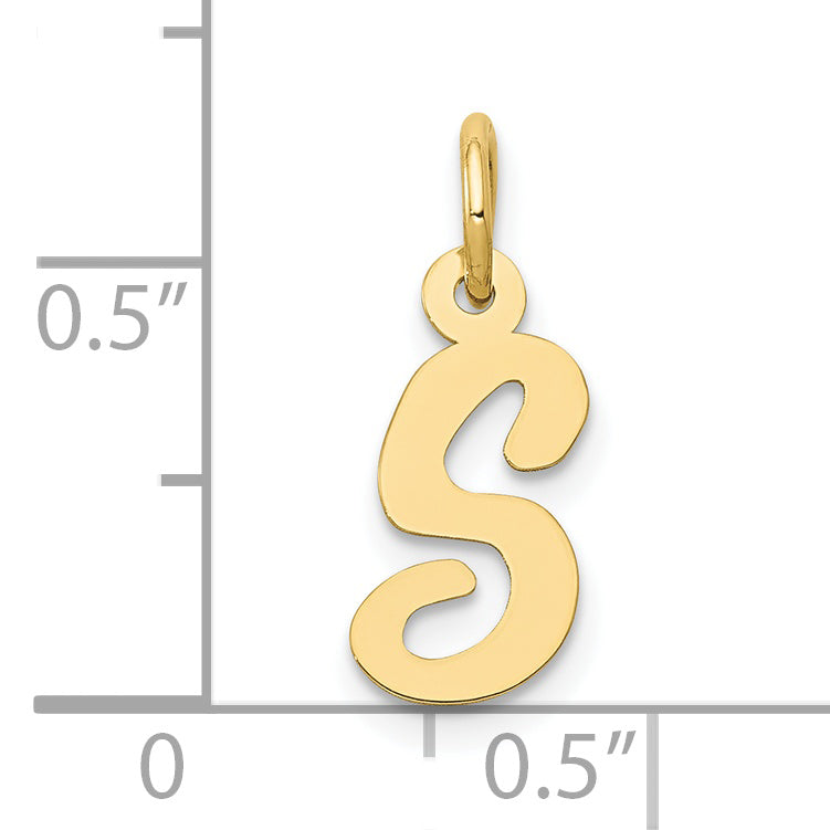 10K Yellow Gold Small Script Initial S Charm
