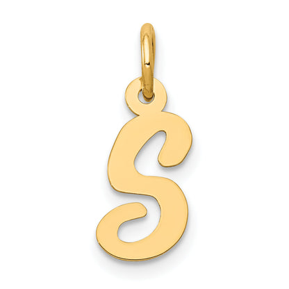 10K Yellow Gold Small Script Initial S Charm