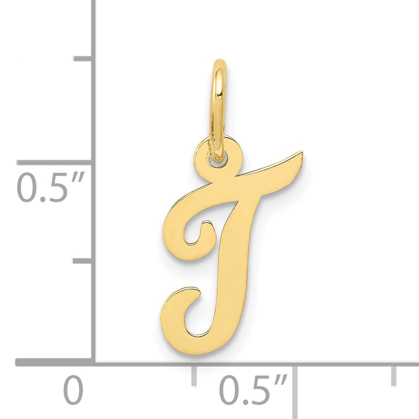 10K Yellow Gold Small Script Initial T Charm
