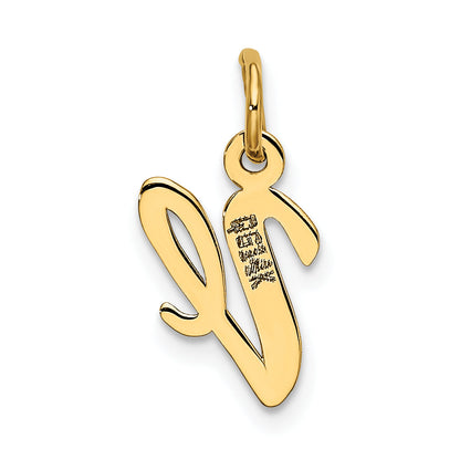 10K Yellow Gold Small Script Initial V Charm