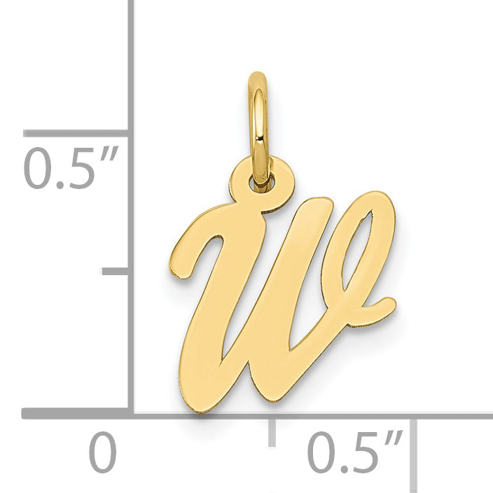 10K Yellow Gold Small Script Initial W Charm