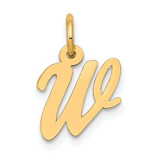 10K Yellow Gold Small Script Initial W Charm