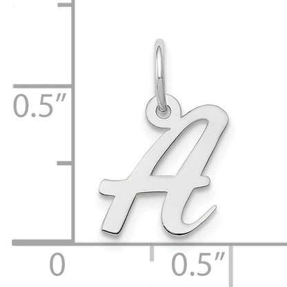 10K White Gold Small Script Initial A Charm