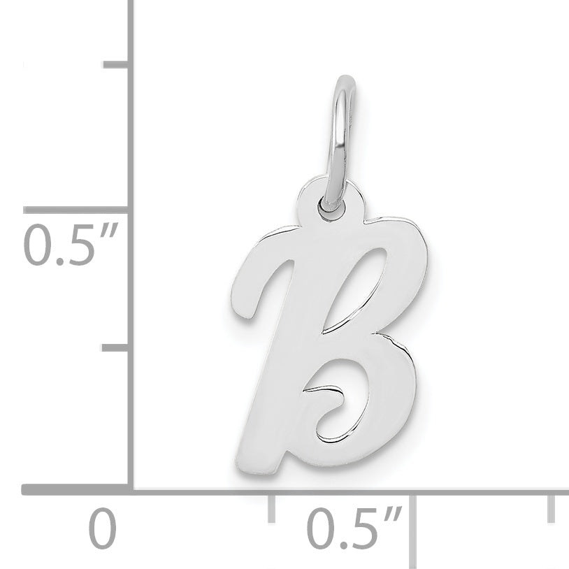 10K White Gold Small Script Initial B Charm