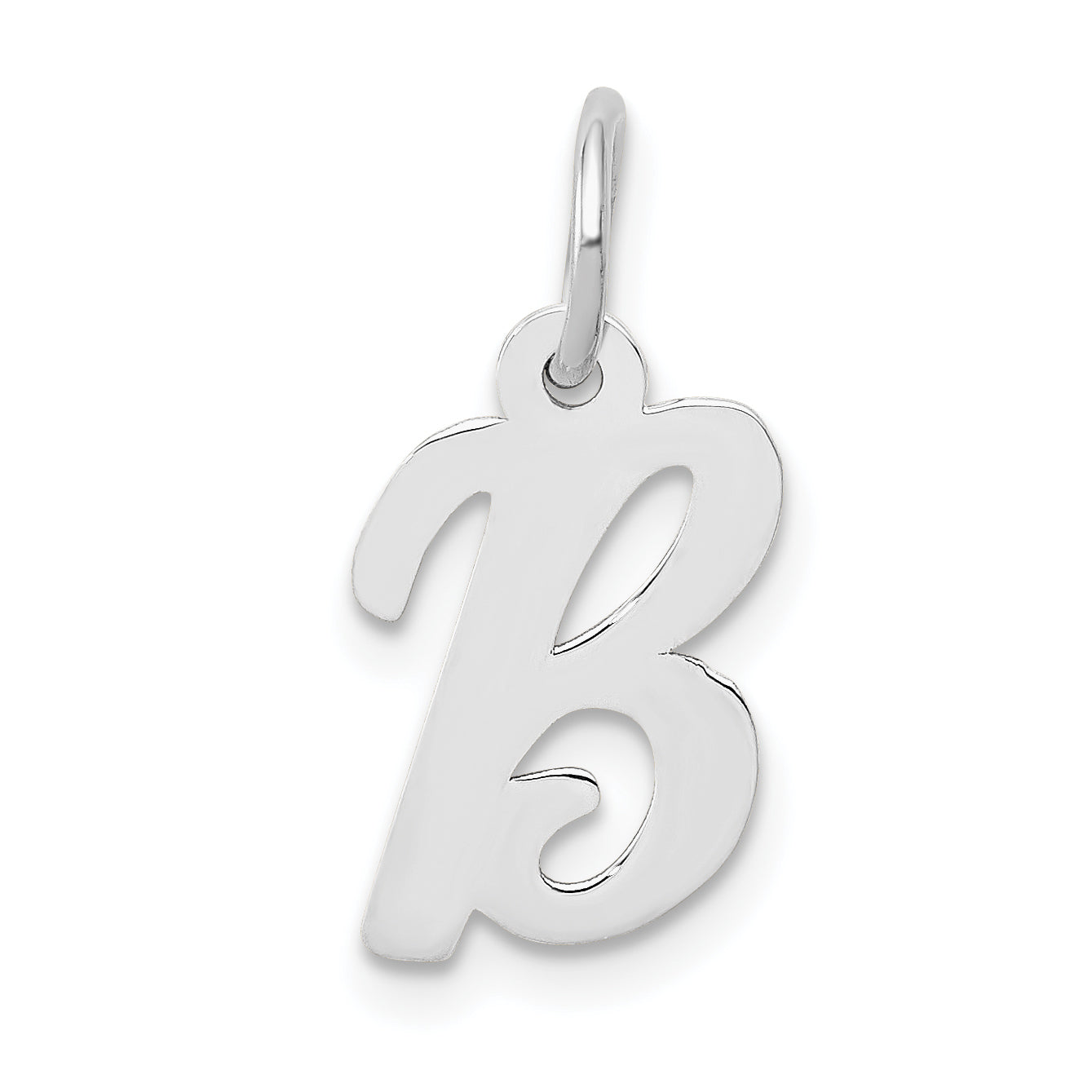 10K White Gold Small Script Initial B Charm