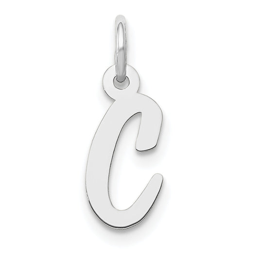 10K White Gold Small Script Initial C Charm