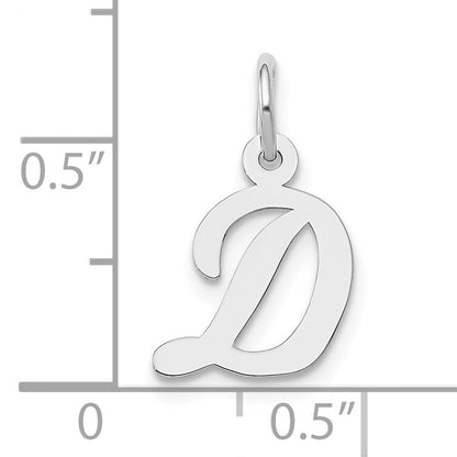 10K White Gold Small Script Initial D Charm