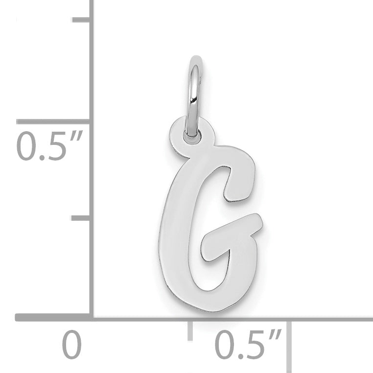 10K White Gold Small Script Initial G Charm