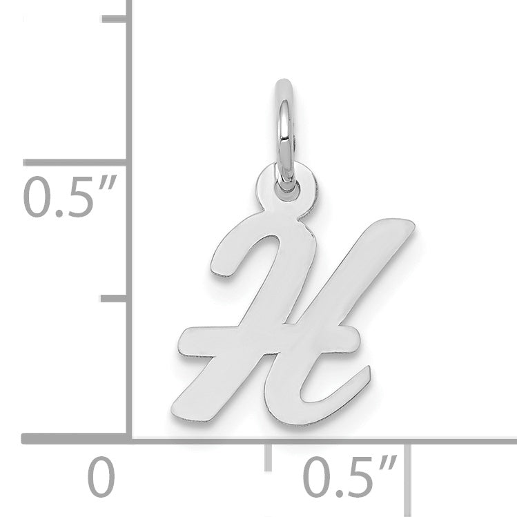 10K White Gold Small Script Initial H Charm
