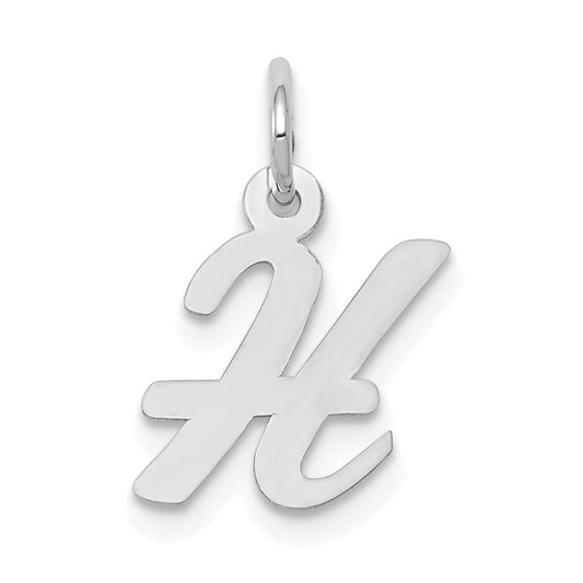 10K White Gold Small Script Initial H Charm