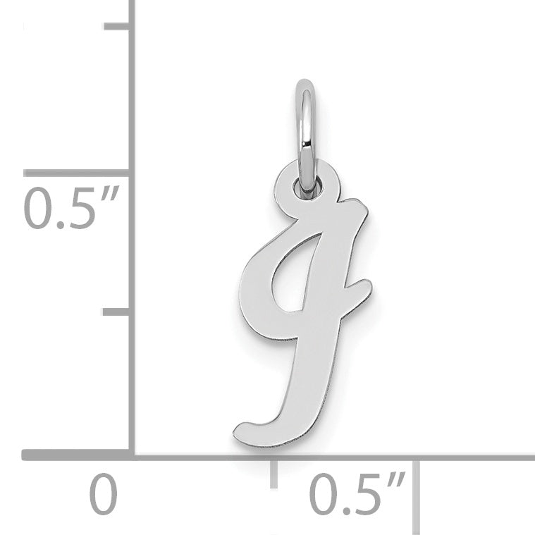 10K White Gold Small Script Initial I Charm
