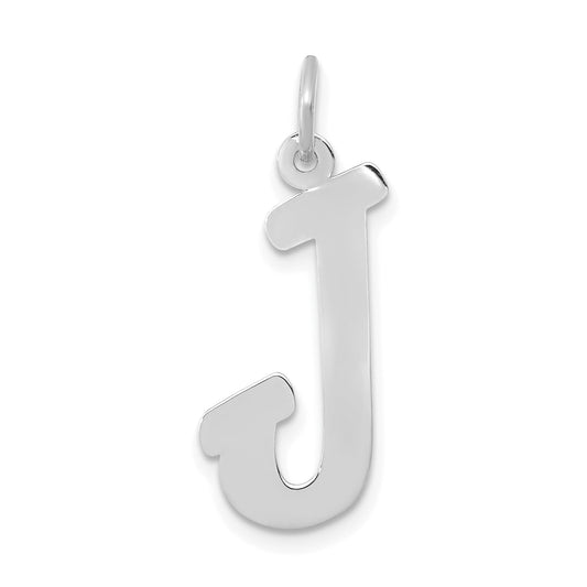10K White Gold Small Script Initial J Charm