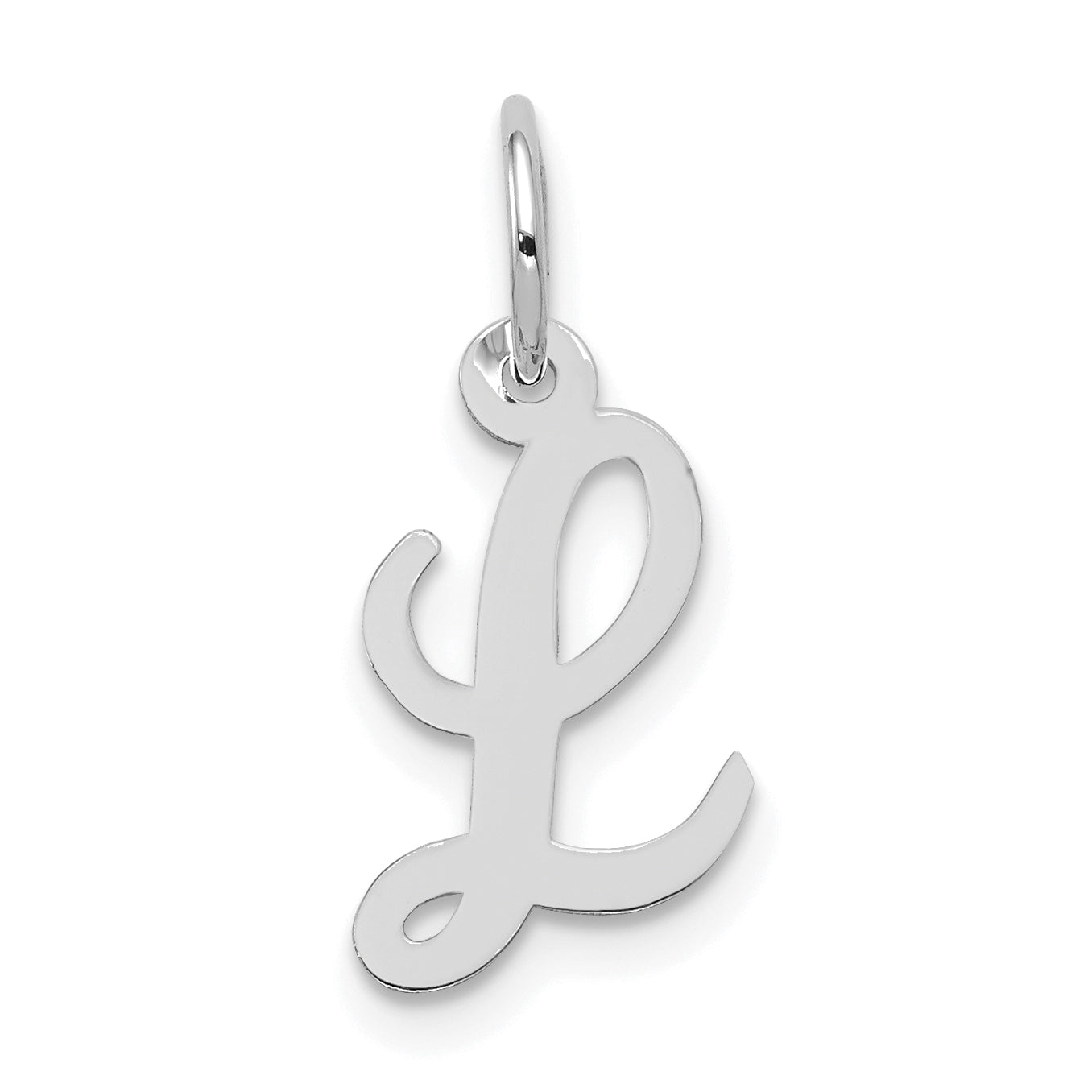 10K White Gold Small Script Initial L Charm