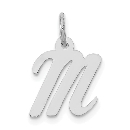 10K White Gold Small Script Initial M Charm