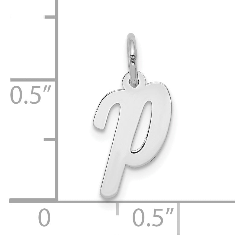 10K White Gold Small Script Initial P Charm