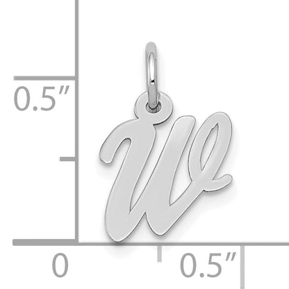10K White Gold Small Script Initial W Charm
