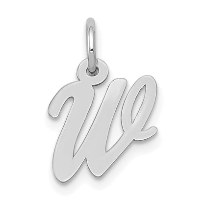 10K White Gold Small Script Initial W Charm