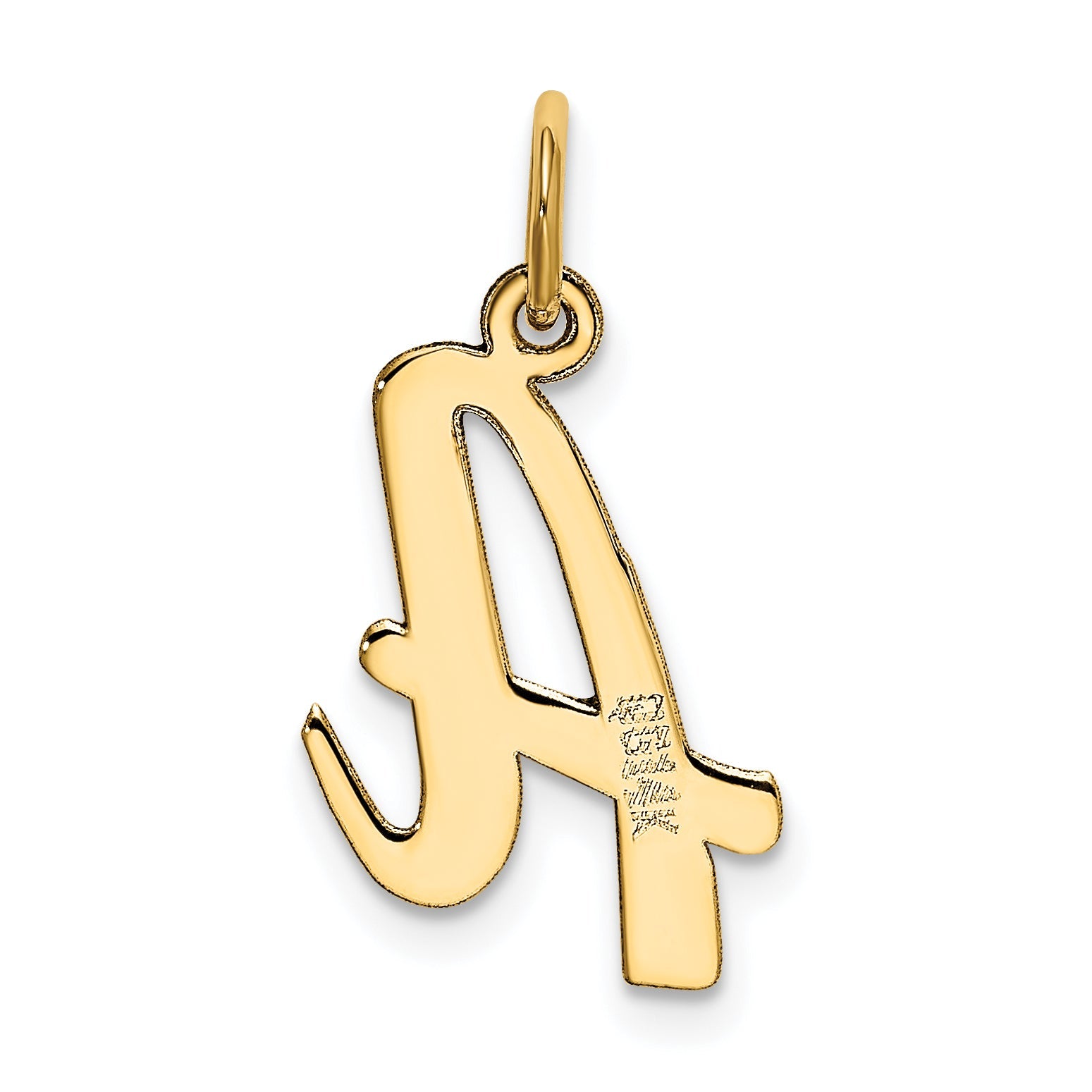10K Yellow Gold 10K Medium Script Letter A Initial Charm